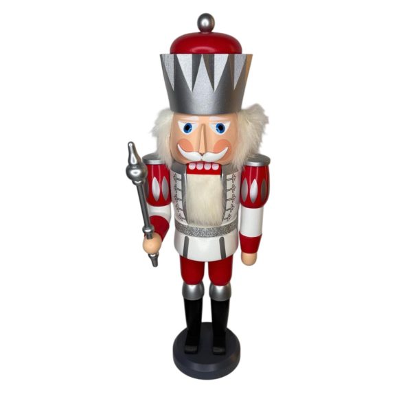 Nussknacker - König exklusiv - weiss silber rot - 40cm