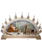 Schwibbogen farbig - mit Forsthaus und Rehen - 38cm hoch - 64 cm breit